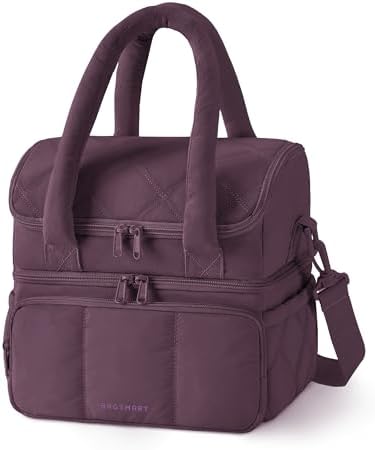 BAGSMART Lunch Bag Women, Double Deck Insulated Lunch Box, Blackberry