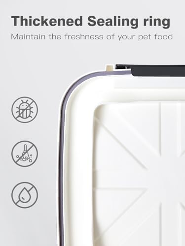 LivLab Mker Pet Food Storage Container, 5 lbs Dog Cat Treat Storage Bin with Lid, Dry Food Storage for Dog Treats, Cat Food, Cereal, Rice, Birds (4 lbs) - White