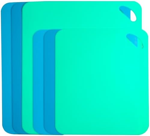 Plastic Flexible Cutting Mats for Kitchen, 6pcs Color Coded Chopping Board Set, Cutting Board Sheet for Kitchen Cooking, Dishwasher Safe,Multi-Size Cutting Board mats(11.5x9"&14.6x11.6")