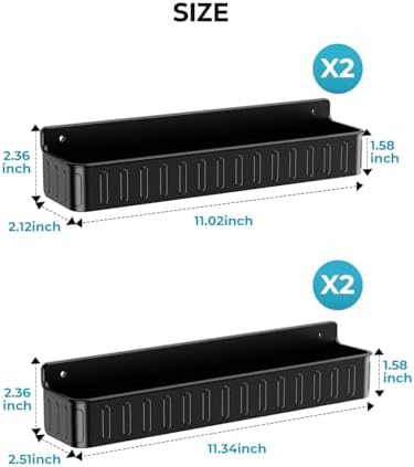 Nieifi Spice Rack Wall Mount, 4 Pack Black, 2" Depth, Screw/Adhesive