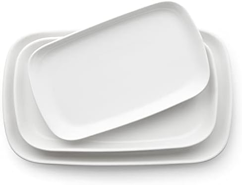 DOWAN Serving Platters and Trays for Wedding Decor, 16"/14"/12" Serving Dishes for Entertaining, White Porcelain Plates Set of 3