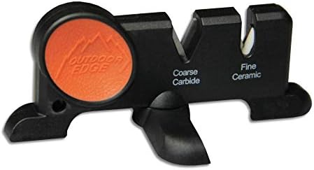 Outdoor Edge Edge-X, Pocket Sized 2-Stage Carbide/Ceramic Abrasive Knife Sharpener with Folding X-Base that Improves Stability for all Outdoor and Kitchen Knives
