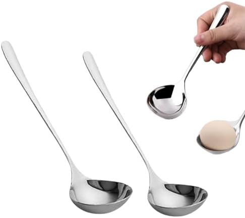 2pcs Soup Serving Ladle Stainless Steel, Silver, 6.69inch+8.07inch
