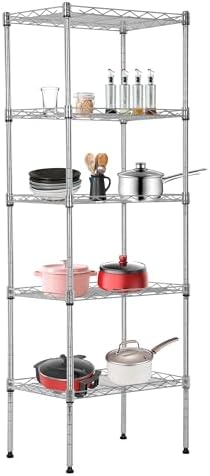 BestOffice | 5-Tier Wire Shelf | 17" x 12" x 48" | Chrome