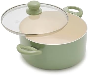 GreenLife 5QT Ceramic Nonstick Stockpot with Lid, Sage Green