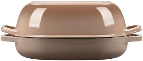 EDGING CASTING Enameled Cast Iron Oval Dutch Oven Pot with Lid, Dutch Oven for Sourdough Bread Baking, Oval Bread Pan, Bread Oven, Bread Dutch Oven, 7qt, Mocha