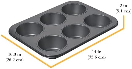 Chicago Metallic Professional 6-Cup Non-Stick Muffin Pan, Make up to 6 large muffins, cupcakes, quiches, egg cups, and more,14-Inch-by-10.25-Inch