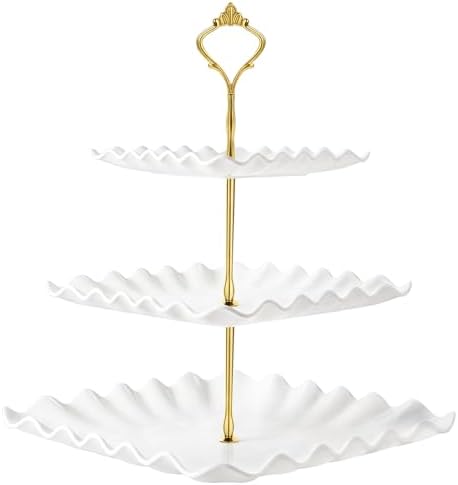 DAFURIET Plastic Dessert Cupcake Stand, 3 Tier Cupcake Tower Holder, White