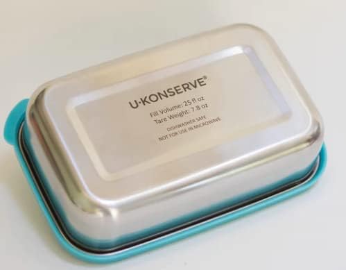 U-Konserve 25 oz Stainless Steel Food Container Bento Box Teal Silicone Lid