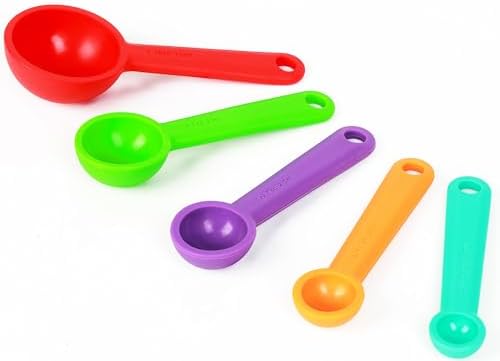 Silicone Measuring Spoons Set of 5, Assorted Colors (Pack of 2)