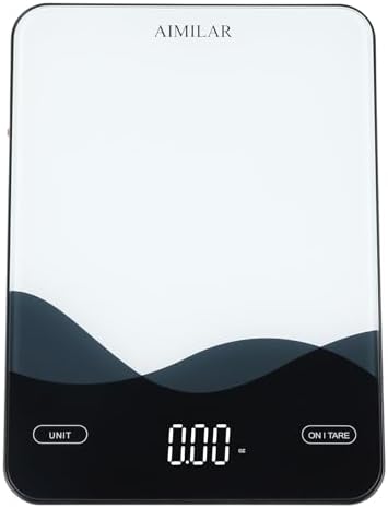 AIMILAR USB-C Rechargeable Digital Food Kitchen Scale 22lb/10kg Glass LED