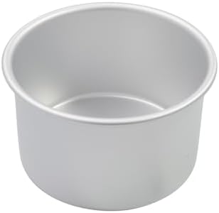 Aluminum smash cake 6×4 inch round Cake Pan,anodized aluminum cake pans,layer cake pan, baking pan For birthday cake, party Silver (6×4 round Cake Pan)