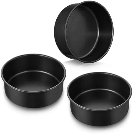 E-far 7 Inch Cake Pan, 3PCS Nonstick Stainless Steel Baking Cake Pans Tins