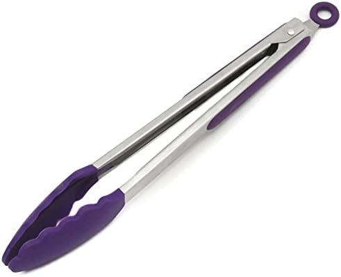 Chef Craft Premium Silicone Cooking Tongs, 12 inch, Purple