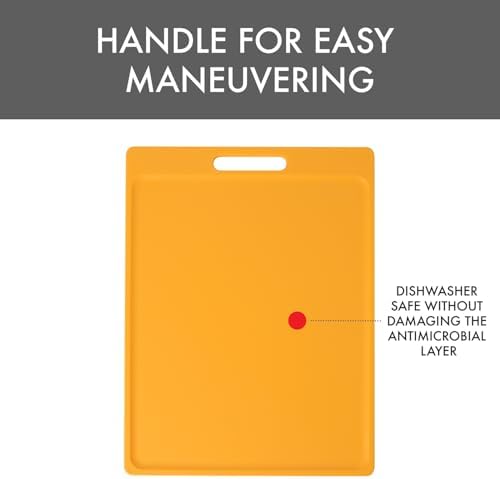 Dexas NSF Certified Polysafe Cutting Board with Handle, 11 x 14.5 Inches, Reversible Kitchen Cutting Board, Yellow