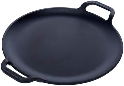 Victoria 10-Inch Cast Iron Comal Pizza Pan with 2 Side Handles, Preseasoned with Flaxseed Oil, Made in Colombia