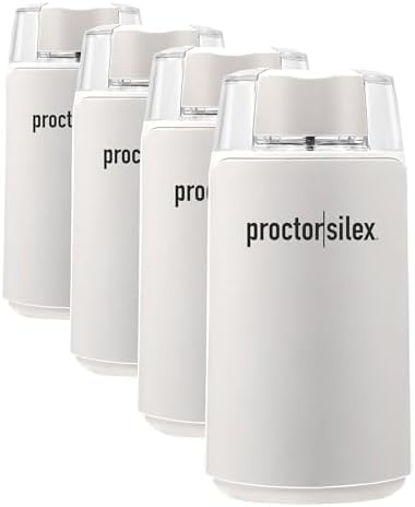 Proctor Silex Electric Coffee Grinder for Beans,Spices and More,Stainless Steel Blades,12 Cups,White,(Pack of 4)