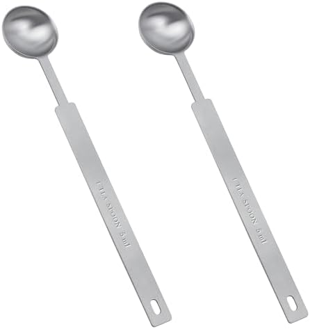 2 Pcs Teaspoon Measuring Spoons, 5mL (5 cc | 1/6 oz) Stainless Steel Teaspoon Scoop, Long Handle Metal Measuring Spoons for Cooking,Baking