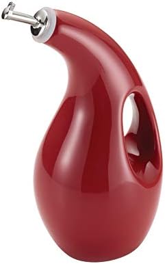 Rachael Ray Solid Glaze Ceramics EVOO Olive Oil Bottle Dispenser with Spout - 24 Ounce, Red