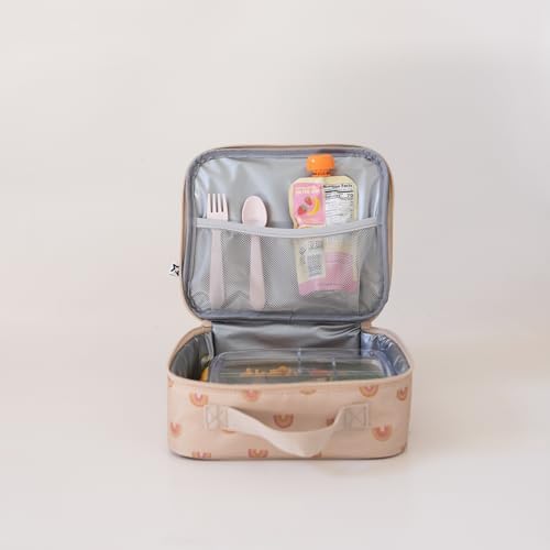 Tiny Twinkle Insulated Lunch Box for Girls and Boys | Durable and Reusable for School & Travel | Ages 3 and Up | Waterproof and Easy to Clean | PFAs and BPA Free（Boho Rainbow）