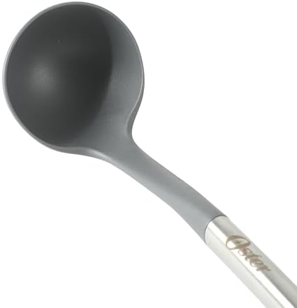Oster Chadswyck 13” Cooking Ladle, Heat Resistant Silicone Head, Stainless Steel Handle, Safe for Nonstick Cookware, Dishwasher Safe