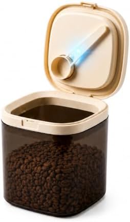 Airtight Food Storage Container with Magnetic Scoop & Built-in Leveler, 1200ML Coffee Storage Container with Date Tracker, BPA Free UV Blocking Food Container for Coffee Beans, Ground Coffee, Tea