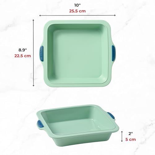 Starfrit Silicone Bakeware 8" (20cm) Muffin Pan, Metal Frame, Green