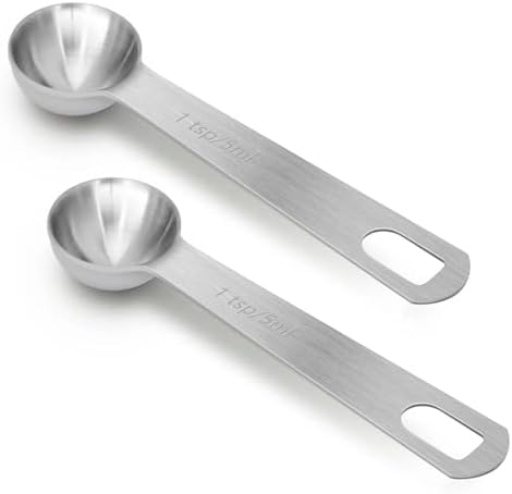 2 PCS 1 Teaspoon(5 mL | 5 cc | 1 Tsp | 1/3 Tablespoon) Stainless Steel Single Measuring Spoon, Easy to Use and Easy to Wash Metal Measuring Spoons Kitchen Gadgets for Cooking & Baking