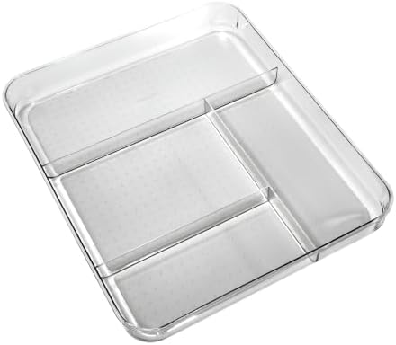 madesmart Clear 4 Compartment Drawer Organizer, Grey