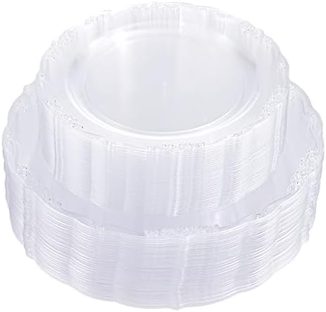U-QE 100 Pieces Clear Plastic Plates - Clear Disposable Plates