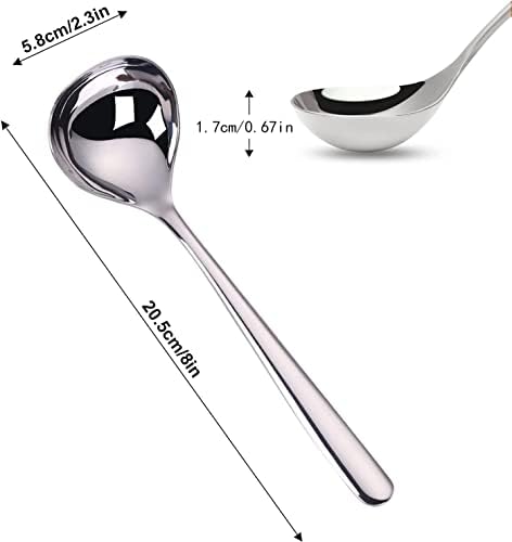 Comicfs 4 Pack Small Ladle Sauce Ladle SUS 304 Stainless Steel Small Serving Ladles Gravy Soup Spoon Ladles 8-Inch (Silver)
