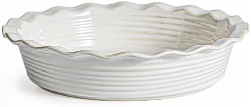 Deep Pie Dish for Baking, Deep Dish Pie Pan, Off-White