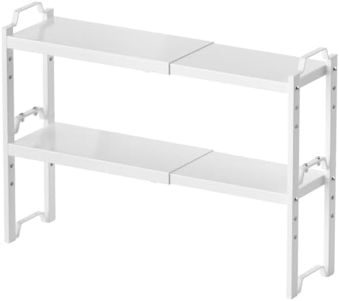Narrow Expandable Cabinet Shelf Organizer, Kitchen Countertop Storage
