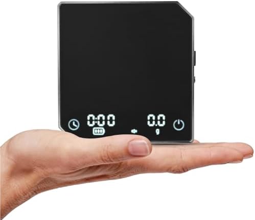 Espresso Scale with Timer - MUVNA Mini Coffee Scale 0.1g Precision Rechargeable, Metal Body Portable Digital Scale for Pour Over/Espresso with Flow Rate Display, Automatic Timing, Black
