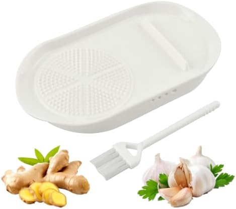 Ceramic Garlic Grater Plate with Egg Cracker, Herb Stripper, Spoon Rest