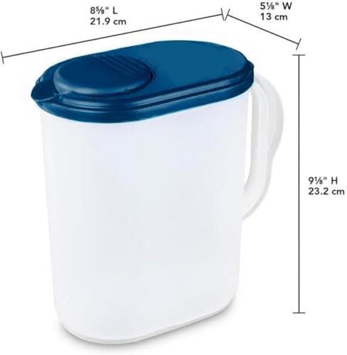 2-Pack Water Pitcher with Lid & Pivot Top Spout 1 Gallon Pitcher - Navy