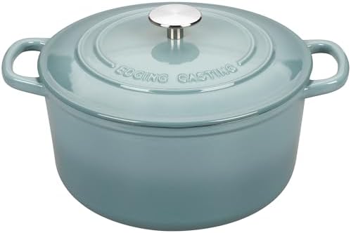 EDGING CASTING Enameled Cast Iron Dutch Oven with Sourdough Bread Baking Kit, Bread Dutch Oven with Lid, Includes Proofing Basket & Baking Tools, 5qt, Seasalt