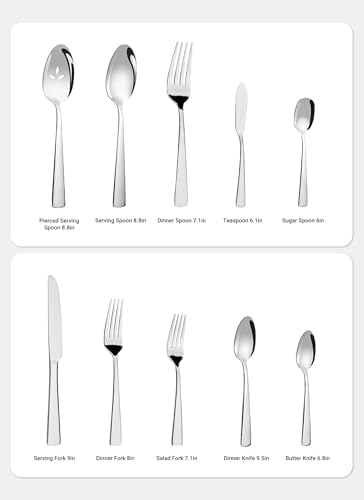 Silverware Set for 8, 45 Piece Stainless Steel Kitchen Utensils Cutlery Set