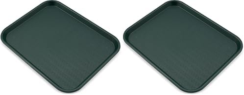 Carlisle FoodService Products Cafe Plastic Fast Food Tray for Cafeteria, 14" x 18", Green (Pack of 2)