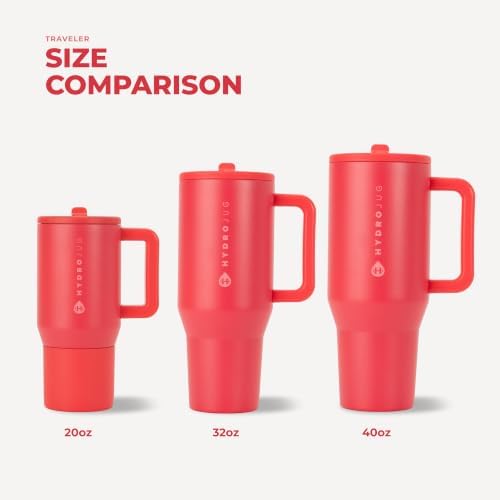 HydroJug Traveler 32oz, Insulated Tumbler with Handle & Straw, Fruit Punch