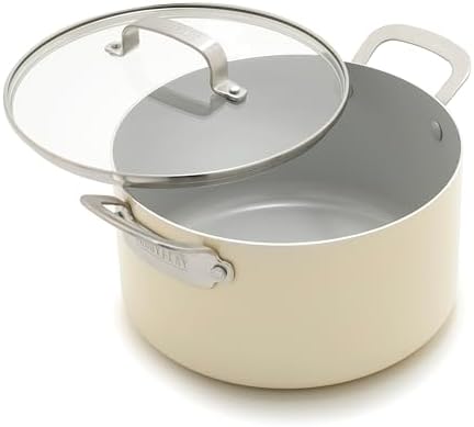 GreenPan x Bobby Flay 6QT Stockpot with Glass Lid, PFAS-Free Diamond Ceramic Nonstick Pot, Induction Suitable, Easy Clean Dishwasher & Oven Safe, Quick Heating, Pasta, Soups, Cream