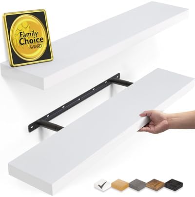 BAYKA White Floating Shelves 22.5in, Set of 2, Wall Mounted for Wall Decor