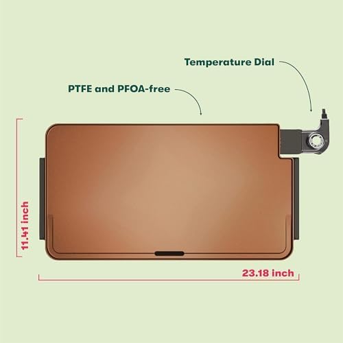 bella XL 12"x22" Electric Ceramic Titanium Non-Toxic Griddle, Copper/Black