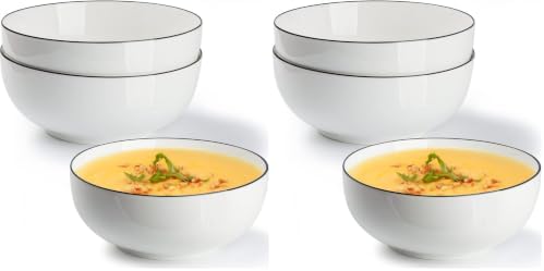 Hesen 60 oz Large Soup Bowl, Pho Bowls, Large Ramen Bowl Set of 3, 8 in Off White Porcelain Big Bowls… (Pack of 2)