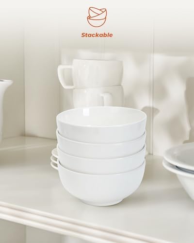 Quatish Cereal Bowls Set of 4, 24 OZ Soup Bowl, Durable Ceramic Bowls