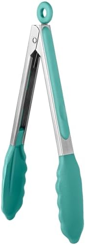 U-Taste Kitchen Tong for Cooking, 600ºF Heat-Resistant Silicon, 9"/Aqua Sky