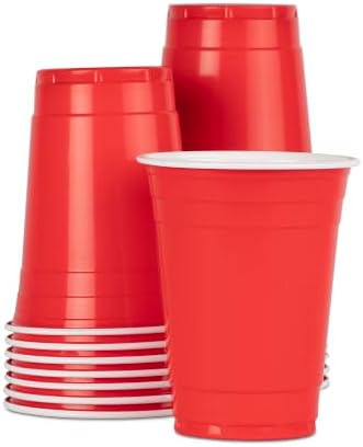 Glad Everyday Disposable Plastic Cups, Red, 18 Oz, 40 Count, 6-Pack