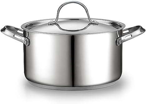 Cooks Standard 6 Quart Stainless Steel Stock Pot - Induction Deep Cookware