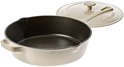 Cuisinart Chef's Classic Enameled Cast Iron Dutch Oven with Lid, Porcelain Enameled Interior, Oven Safe, Induction Compatible, 12-Inch, Chicken Fryer, Cream