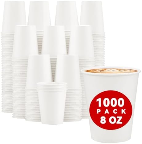 Lamosi 1000 Pack Paper Cups 8 oz, Disposable Coffee Cups, Paper Coffee Cups
